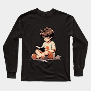 Boy Reading T-Shirt Long Sleeve T-Shirt